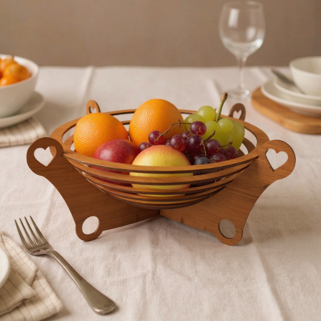 Fruteira Organizador de Cozinha Multiuso Cesto de Mesa para Frutas e Ovos em MDF