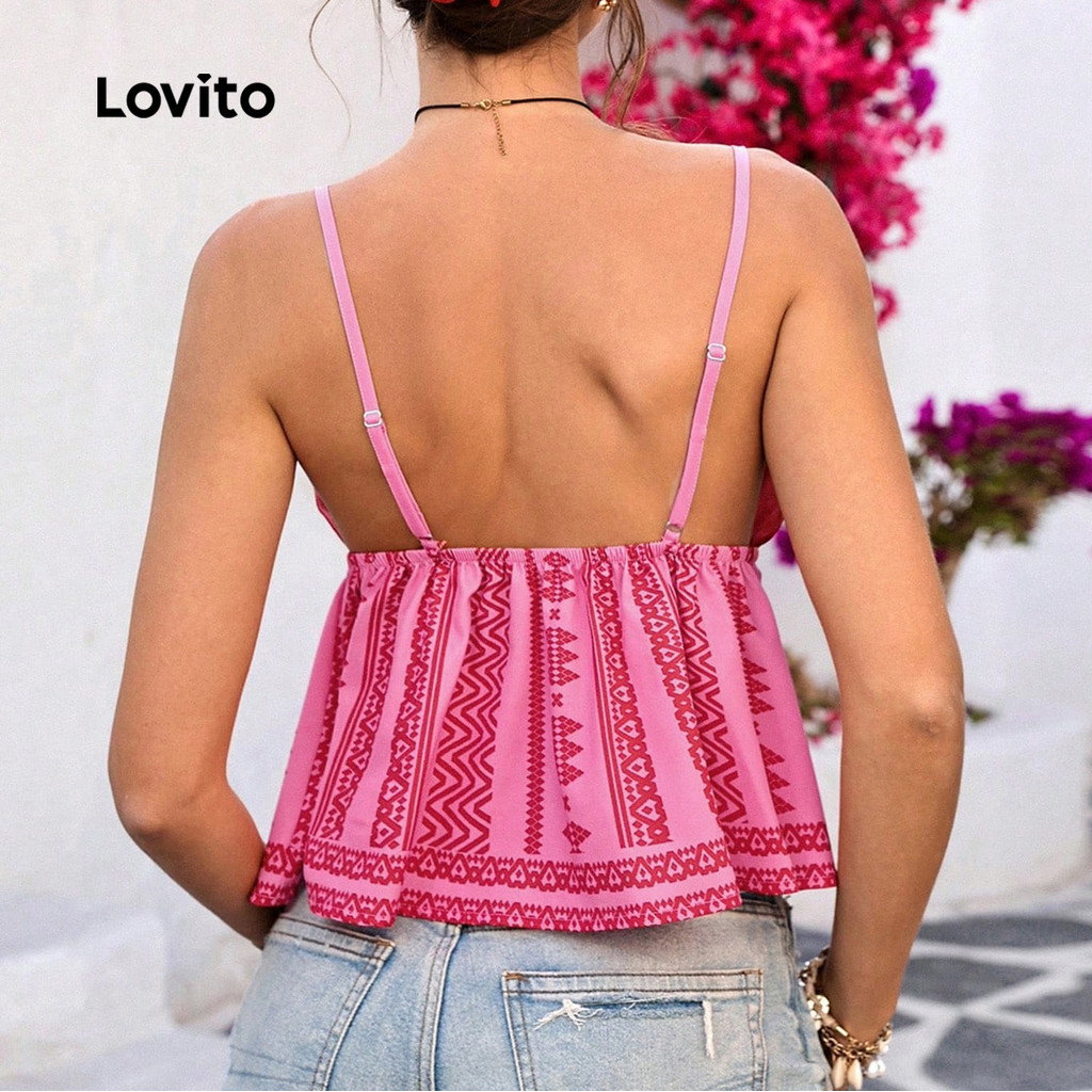 Lovito Blusa Férias Feminina Tassel Sem Costas Primavera Verão LBL32267 · foto 2