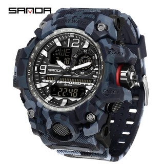 Relógio eletrônico à prova d'água, relógio de pulso luminoso tático camuflado masculino multifuncional relógio de escala