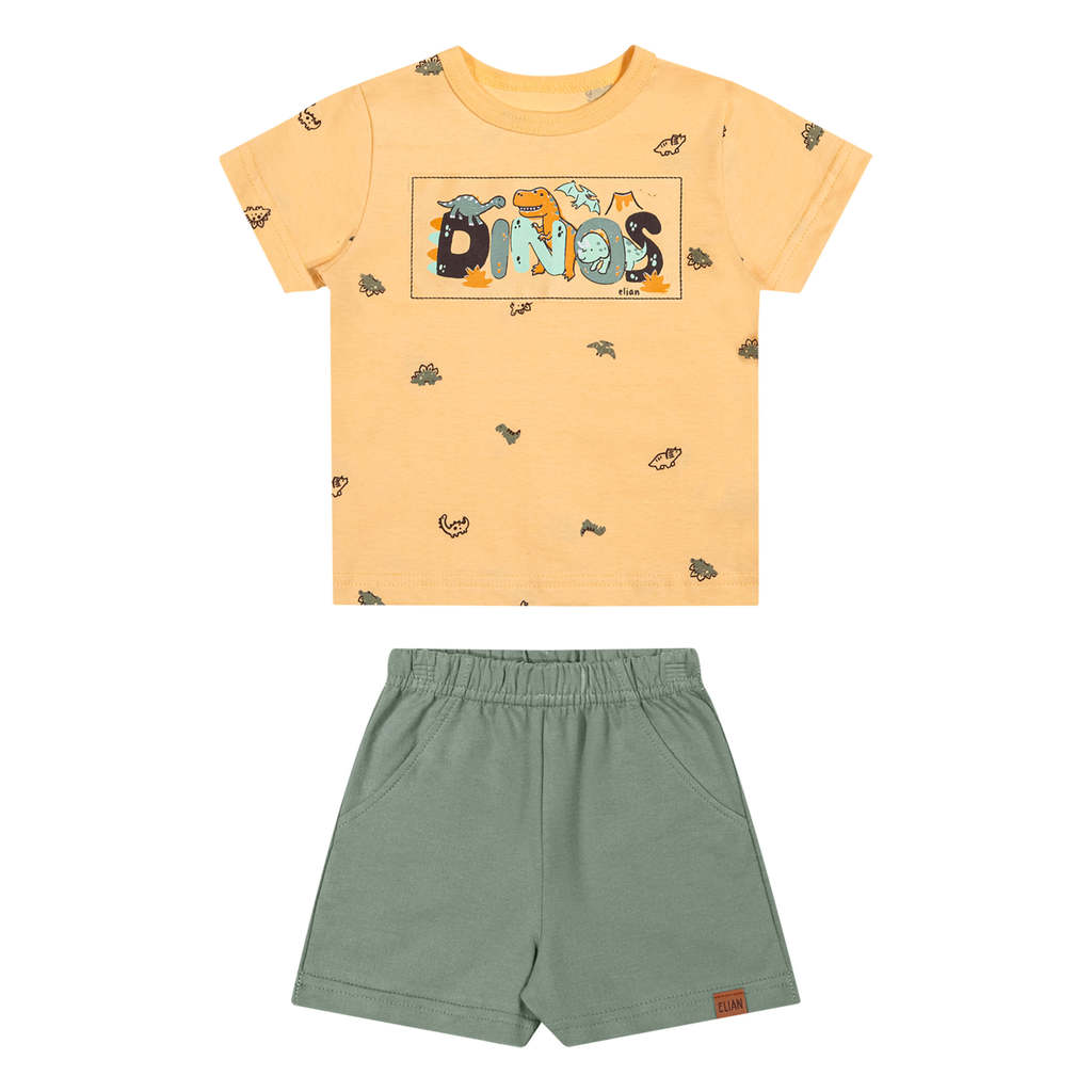 Conjunto Bebê Menino Dinos Elian Amarelo