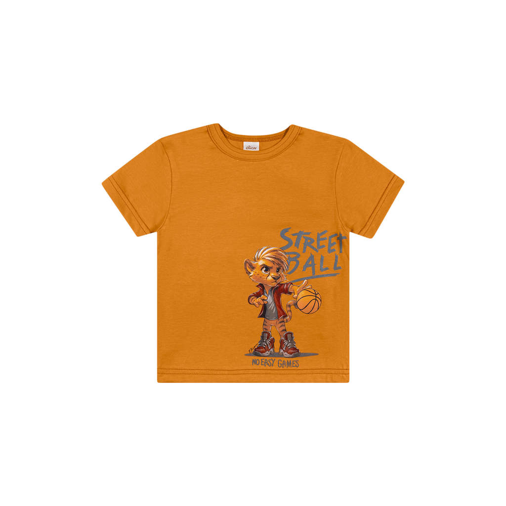 Camiseta Infantil Menino Meia Malha Elian Laranja — imagem 2 de 2