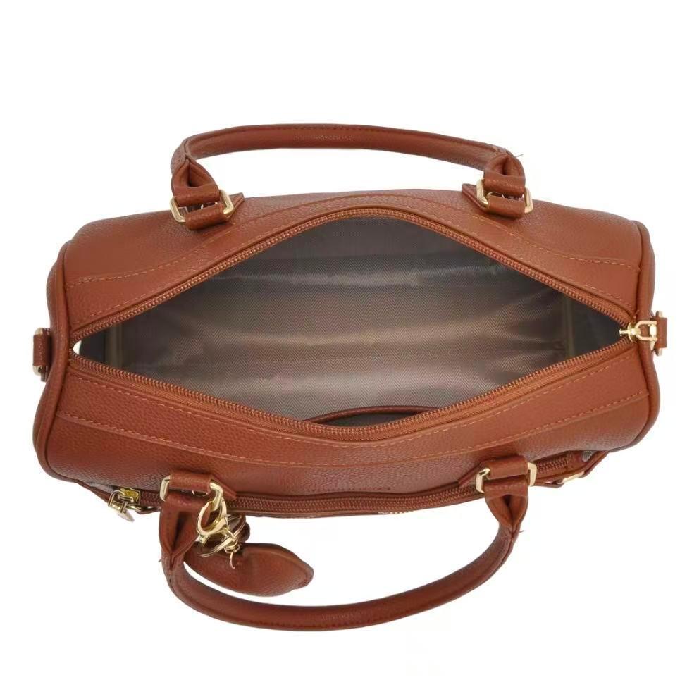 Bolsa De Couro De Ombro De Mão Grande Feminino Com Chaveiro Couro Trabalho Dia Dia PU Vintage — imagem 2 de 2