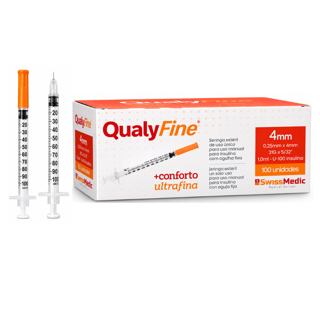 Seringa 1ml C/ Agulha Fixa 4x0,25mm Ultrafina Kit Até 50 Unidades