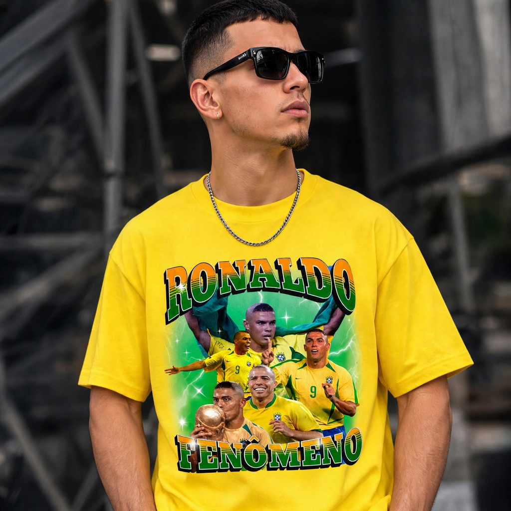 Camiseta Ronaldo Fenômeno Camisa 9 Seleção Futebol Brasileira Ícone Futebolista Algodão Versátil Qualidade Conforto