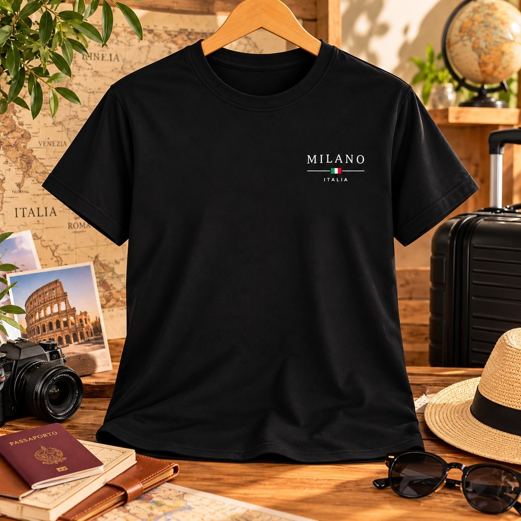 Camiseta Masculina Feminina Unissex Estampada Itália Milano Cidade Básica Basic Camisa Blusinha Casual Algodão Blusa