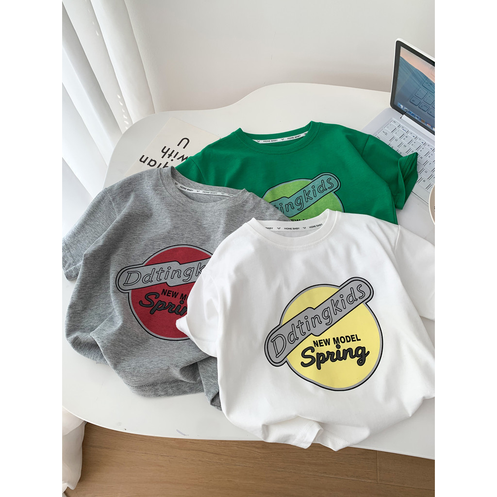 Meninos meninas puro algodão de manga curta camiseta 2026 novo estilo crianças moda carta impressão meia manga verão All
