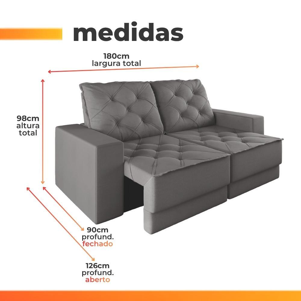 Sofá Retrátil e Reclinável 3 Lugares 1,80m Verona Suede Cinza Mamflex · foto 2