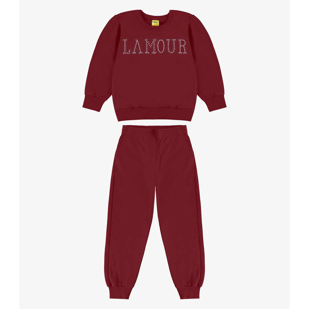 Blusão com Calça Moletom Rovi Kids Vermelho
