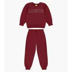 Blusão com Calça Moletom Rovi Kids Vermelho