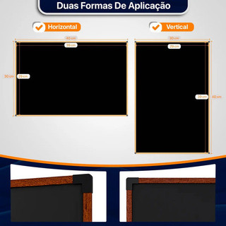 40x30 Quadro Negro Moldura Cor Mogno Stalo Lousa Preta Com Porta Caneta Recados