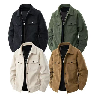 Jaqueta masculina nova, casual, folgada, de veludo cotelê, para primavera e outono, estilo workwear.