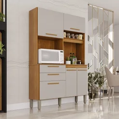 Armário de Cozinha 5 Portas 2 Gavetas Dubai Bege/Cinamomo/Off-White Cinamomo/Off White