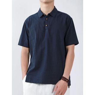 Retro linho camisa de manga curta masculina verão algodão linho fino simples respirável camisa de linho masculina topo