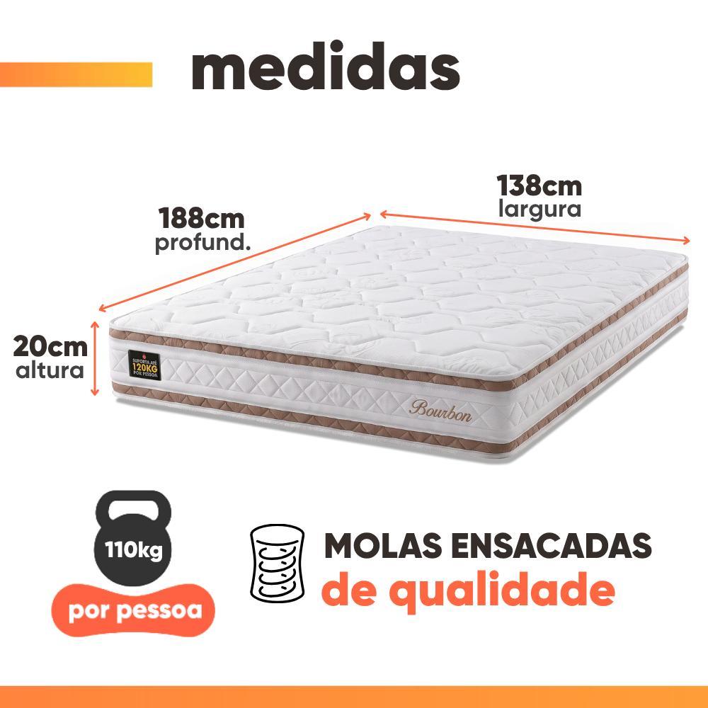 Colchão Casal Molas Ensacadas Bourbon 138x188x20cm Hellen - Suporta até 110 kg por pessoa — imagem 2 de 2