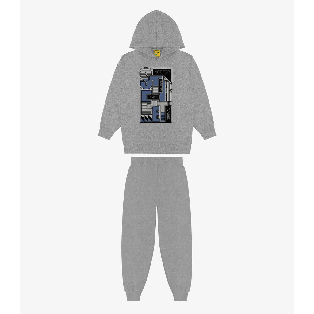 Conjunto Blusão Com Capuz E Calça Rovi Kids Cinza