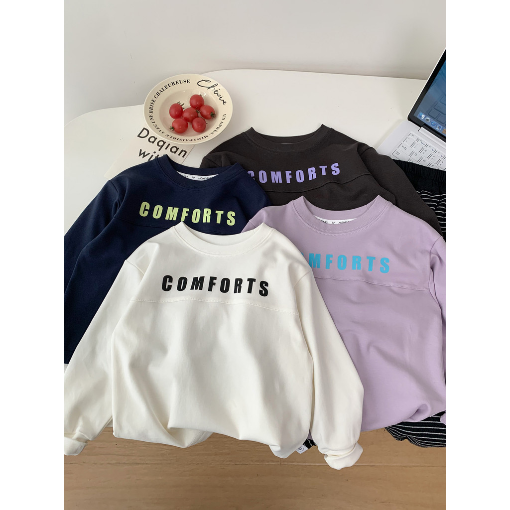Meninos primavera outono puro algodão de manga comprida camiseta 2026 novo estilo crianças em torno do pescoço camisa de