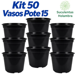 Kit 50 Vasos Pote 15 - REFORÇADO Cor Preta Para Rosa Mudas Plantas