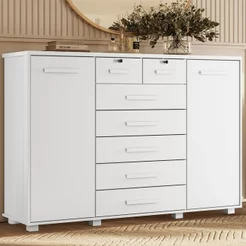 Cômoda 2 Portas 7 Gavetas Fontana Albatroz Branco Branco