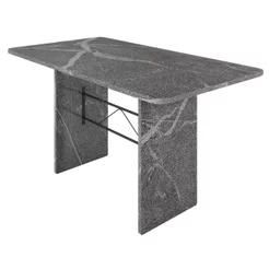 Mesa de Jantar 4 Lugares Tampo de Granito 120x75cm Topázio Cinza Preto/Topázio