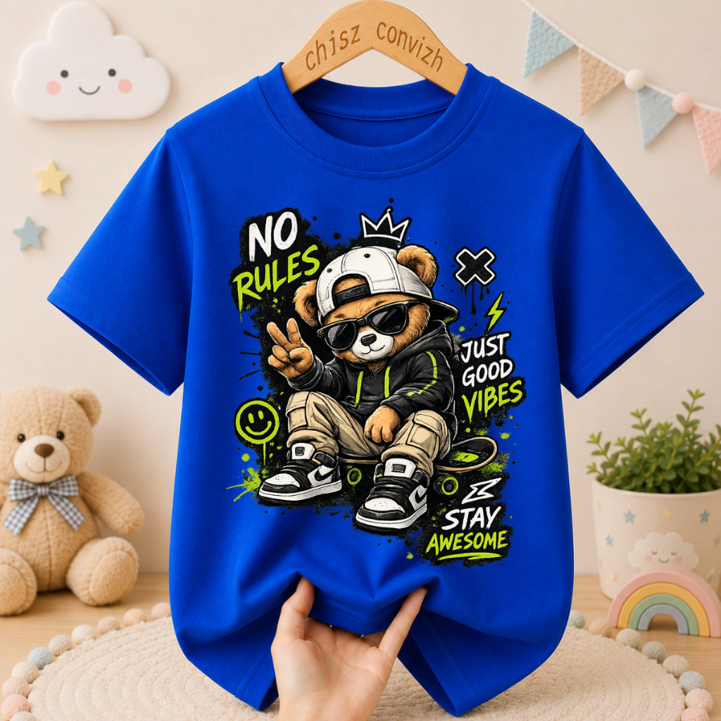 Camiseta Menino Infantil Personagem Urso 1 ao 16 anos Casual Estilosa e Confortavel