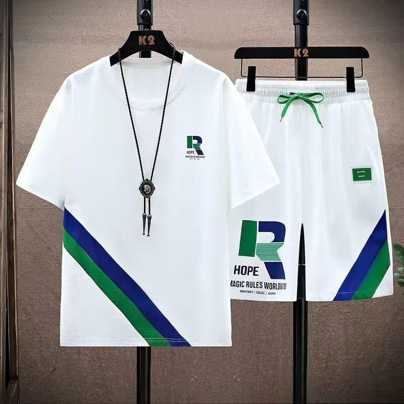 Juventude novo estilo de manga curta solto Casual terno esportivo atacado primavera verão um conjunto combinando bonito 