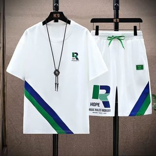 Juventude novo estilo de manga curta solto Casual terno esportivo atacado primavera verão um conjunto combinando bonito 
