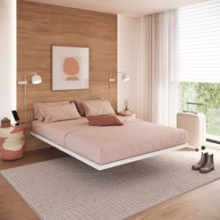 Cama Flutuante de Casal 139x189cm Industrial Yescasa Branco Branco