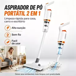 Aspirador de Pó 2 em 1 Limpeza Portátil Sem Fio Multifuncional Para Limpeza De Casa Manual Capillum