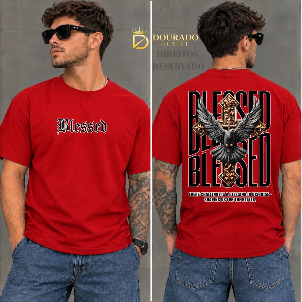 Camiseta Masculina Estampada Gavião Blessed Estilosa Streetwear 100% Algodão Camisa Premium