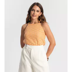 Blusa De Alça Em Tricot Endless Laranja