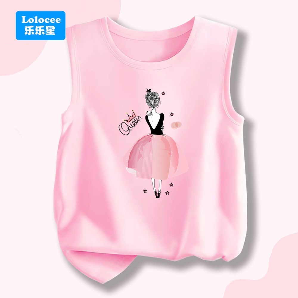 1 Peça Meninas Verão Camiseta Singlet Crianças Ballet Menina Impressão Algodão Sem Mangas Regata