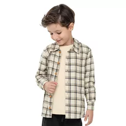 Camisa Infantil Menino Flanela Xadrez Colorittá Bege