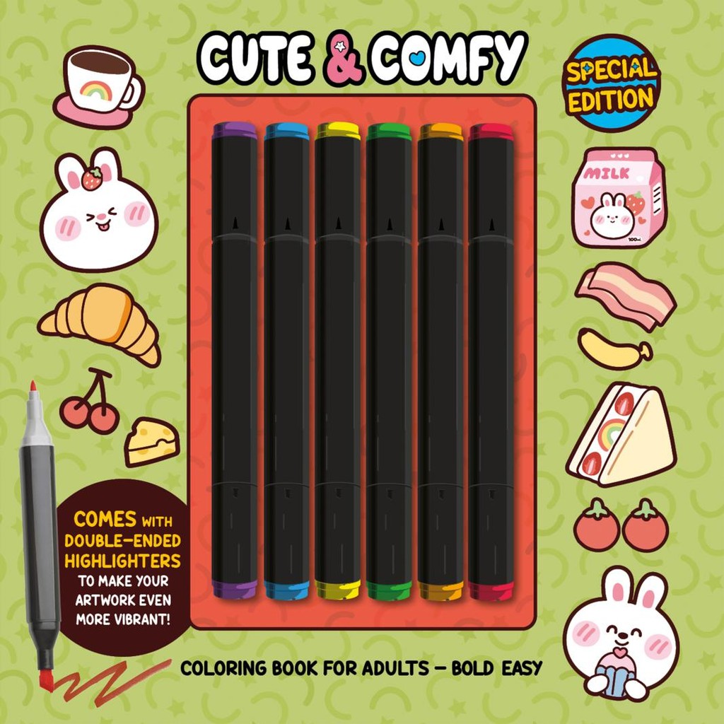 Livro Cute & Comfy Coloring Book for Adults - Bold Easy - Special Edition - Livro de Colorir Adulto - Livros Sorocaba