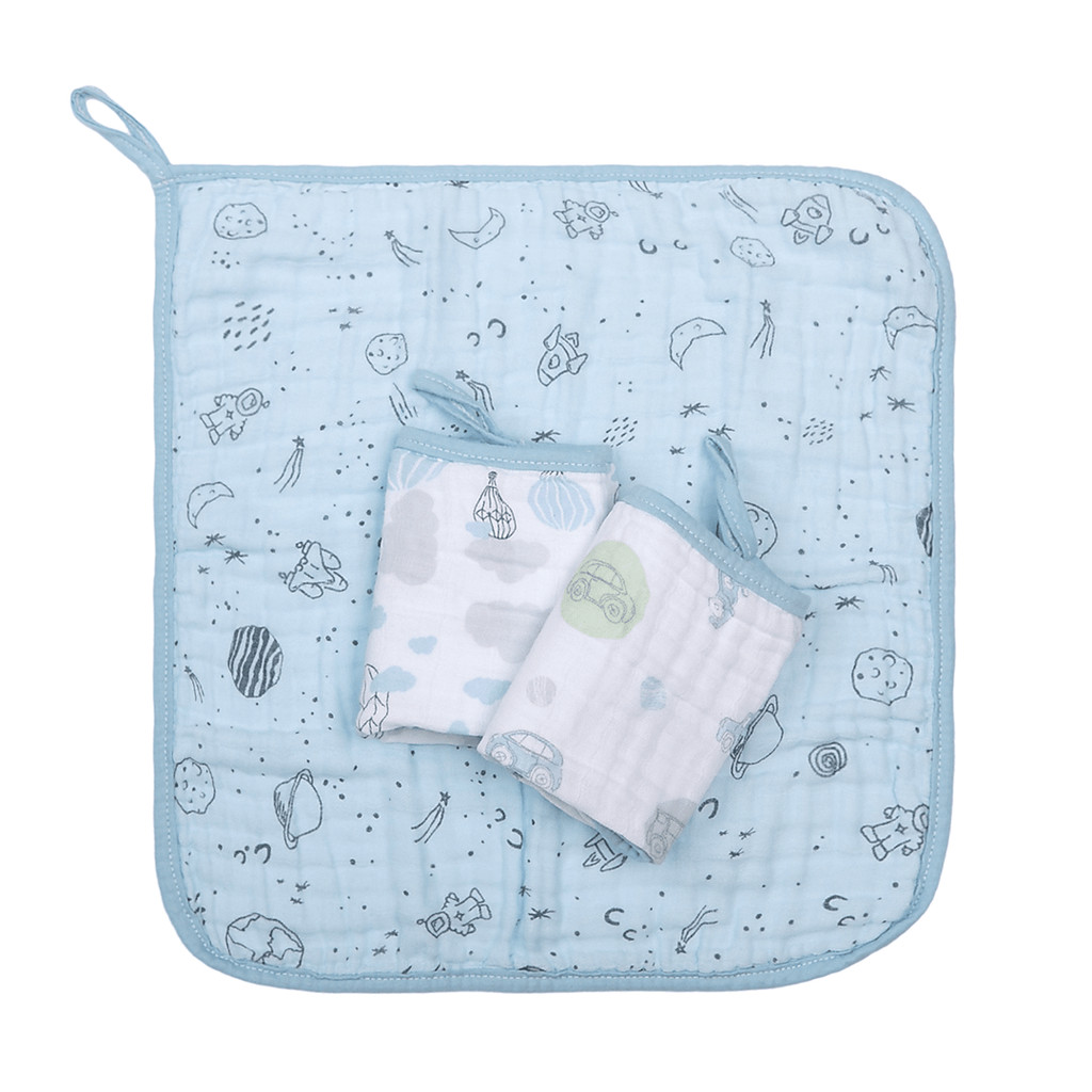 Pano De Boca Papi Soft Estampa Espaço Com Prendedor 3 Peças