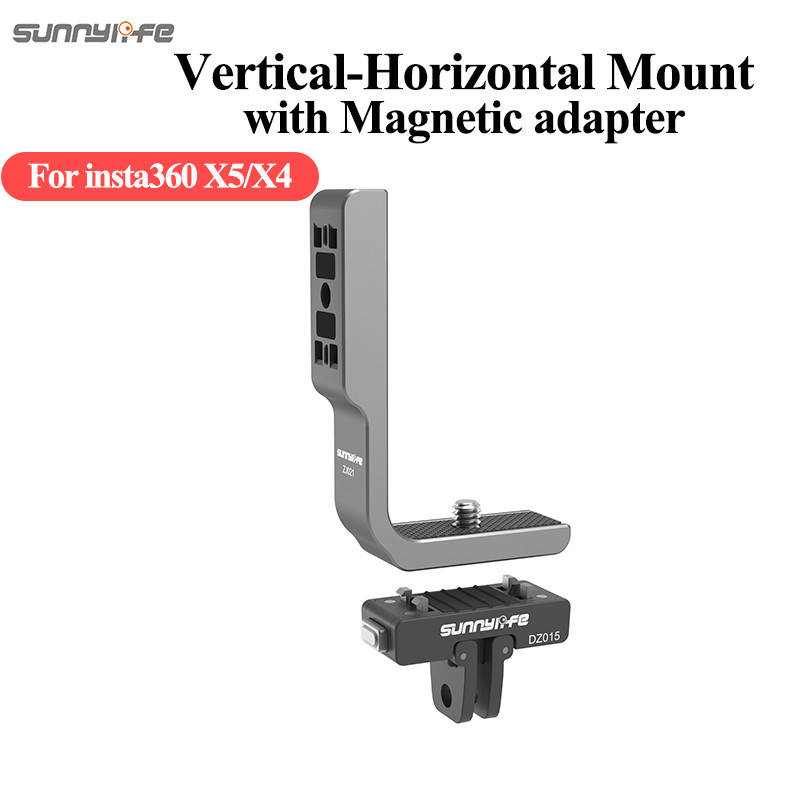 2 Conjuntos De Montagem Veritcal-Horizontal Em Forma De L sunnylife CNC + Adaptador Magnético Para insta360 X5/X4 Acessó
