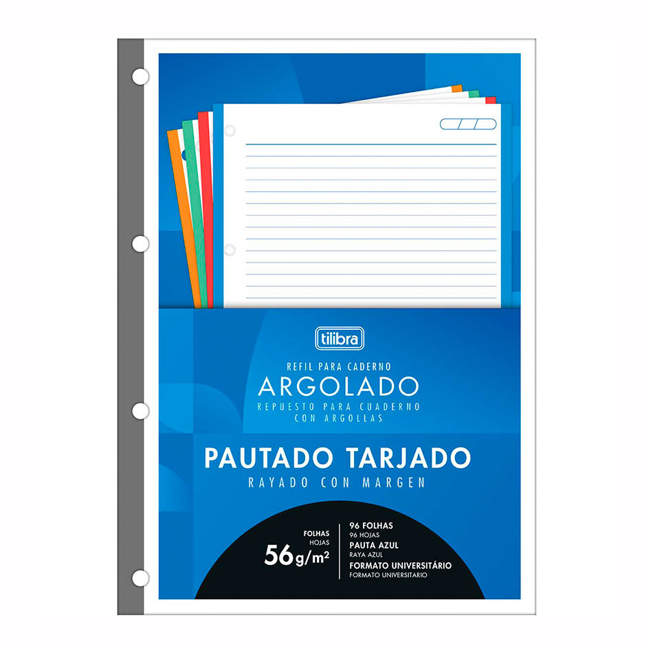 Bloco para fichário universitário Tiliflex Académie Color 4 furos 96 folhas Tilibra