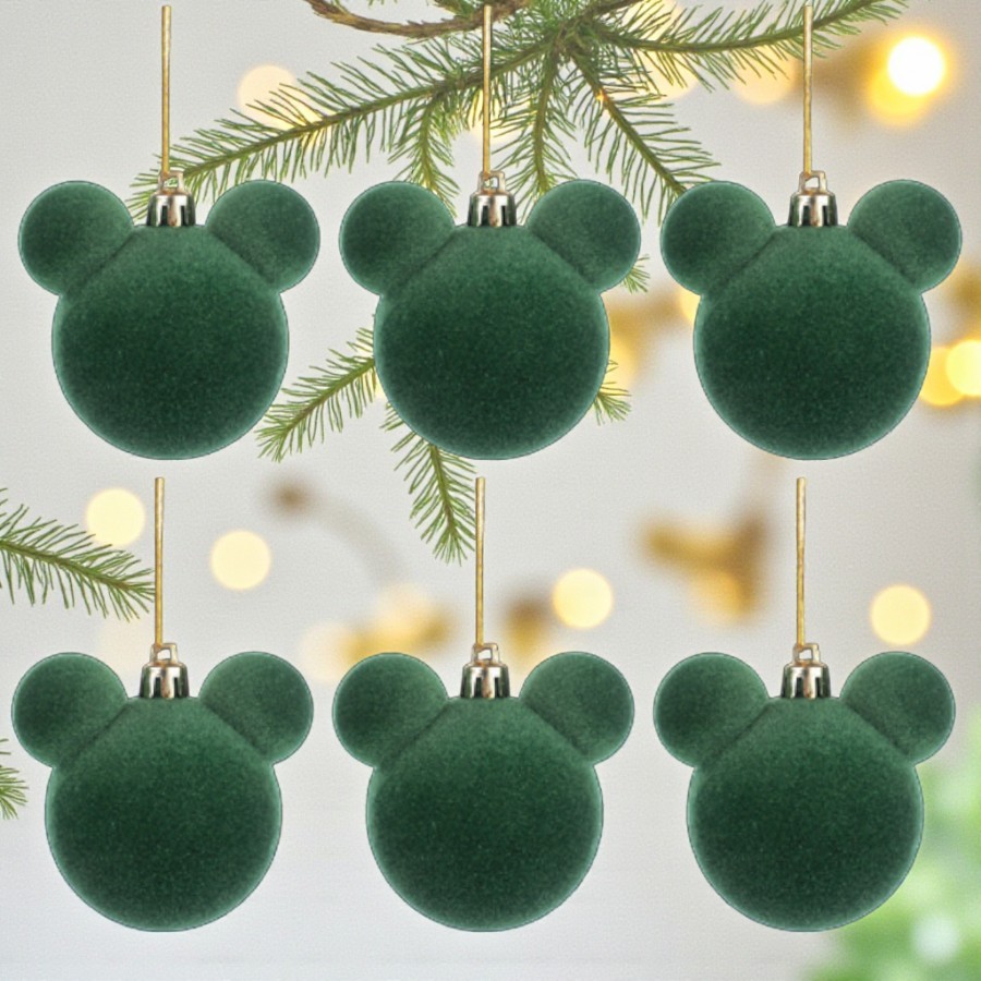 Bola de Natal - Mickey - Aveludada Verde - 6cm - 6 unidades - Disney Original - Rizzo em Oferta na Shopee