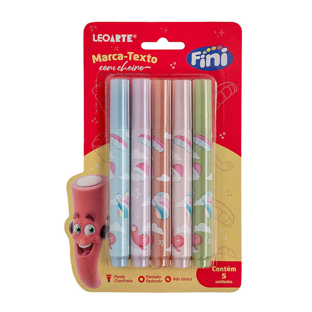 Pincel marca texto com aroma Fini 5 cores Leonora