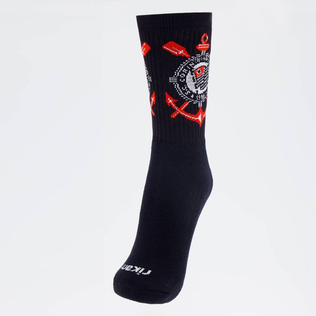 Meia Corinthians Esportiva Escudo Preta em Oferta na Shopee