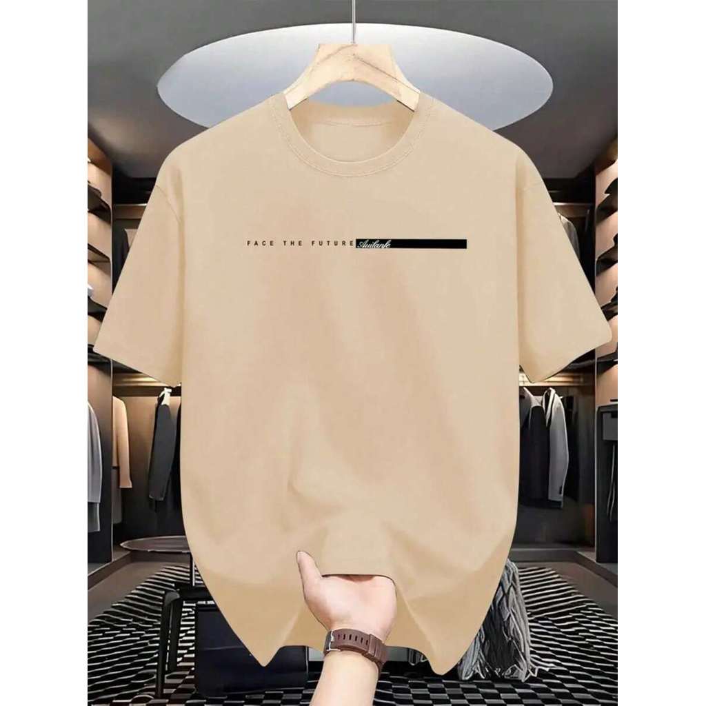 Camiseta Masculina Estampa Face the Future 100% Algodão Gola Redonda Linha Premium Lançamento