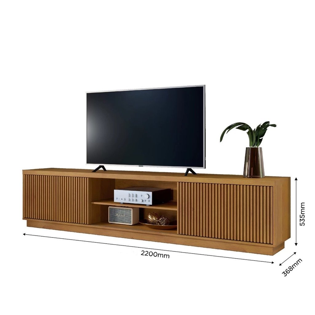 Detalhes do Rack para TV até 85 Polegadas 100% MDF Ripado 2 Portas Valência 220