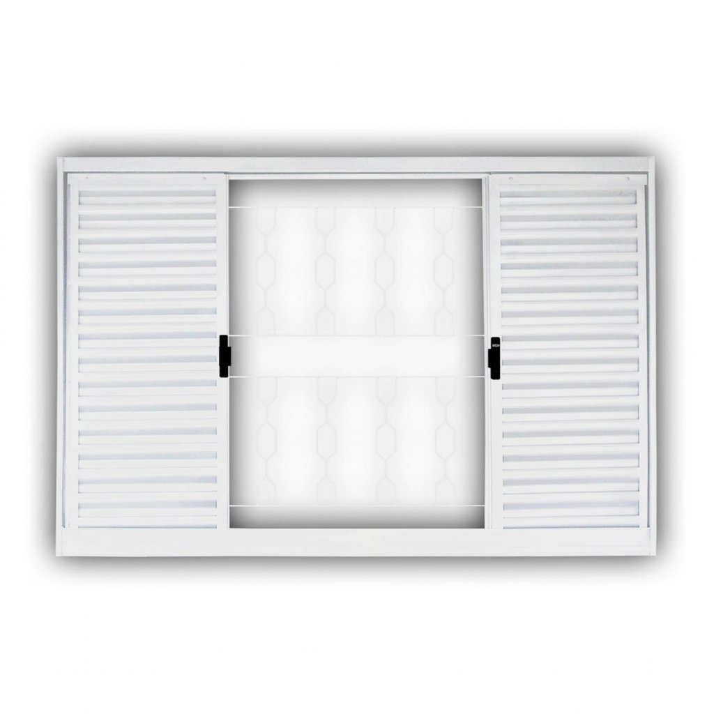 Janela de Aço Veneziana de Correr 100x150cm 4 Folhas com Grade Minas Sul MGM em Oferta na Shopee