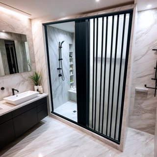 Box Para Banheiro de PVC 185x115cm Sanfonado Frontal BCF Preto em Oferta na Shopee