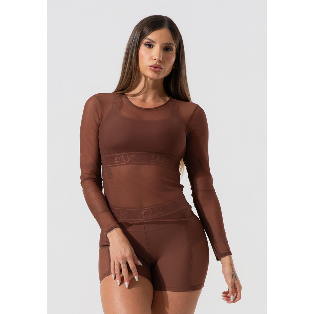 BLUSA FEMININA DE TULE COM MANGA LONGA ACTIVITY DLK