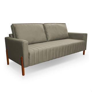 Sofá 3 Lugares Capriccio Veludo Castanho em Oferta na Shopee
