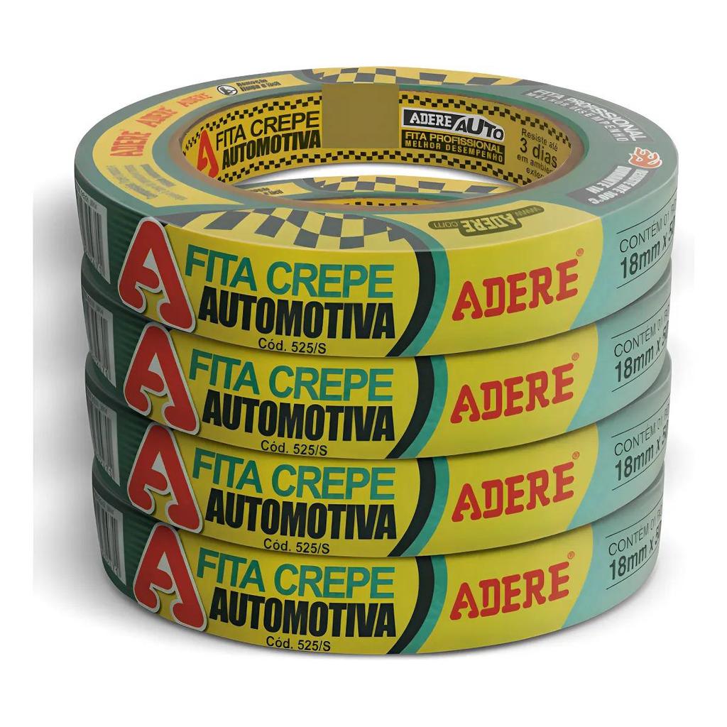 KIT 4 FITAS CREPE AUTOMOTIVA VERDE 18MM X 50M *(50M NÃO É 40M!!)*