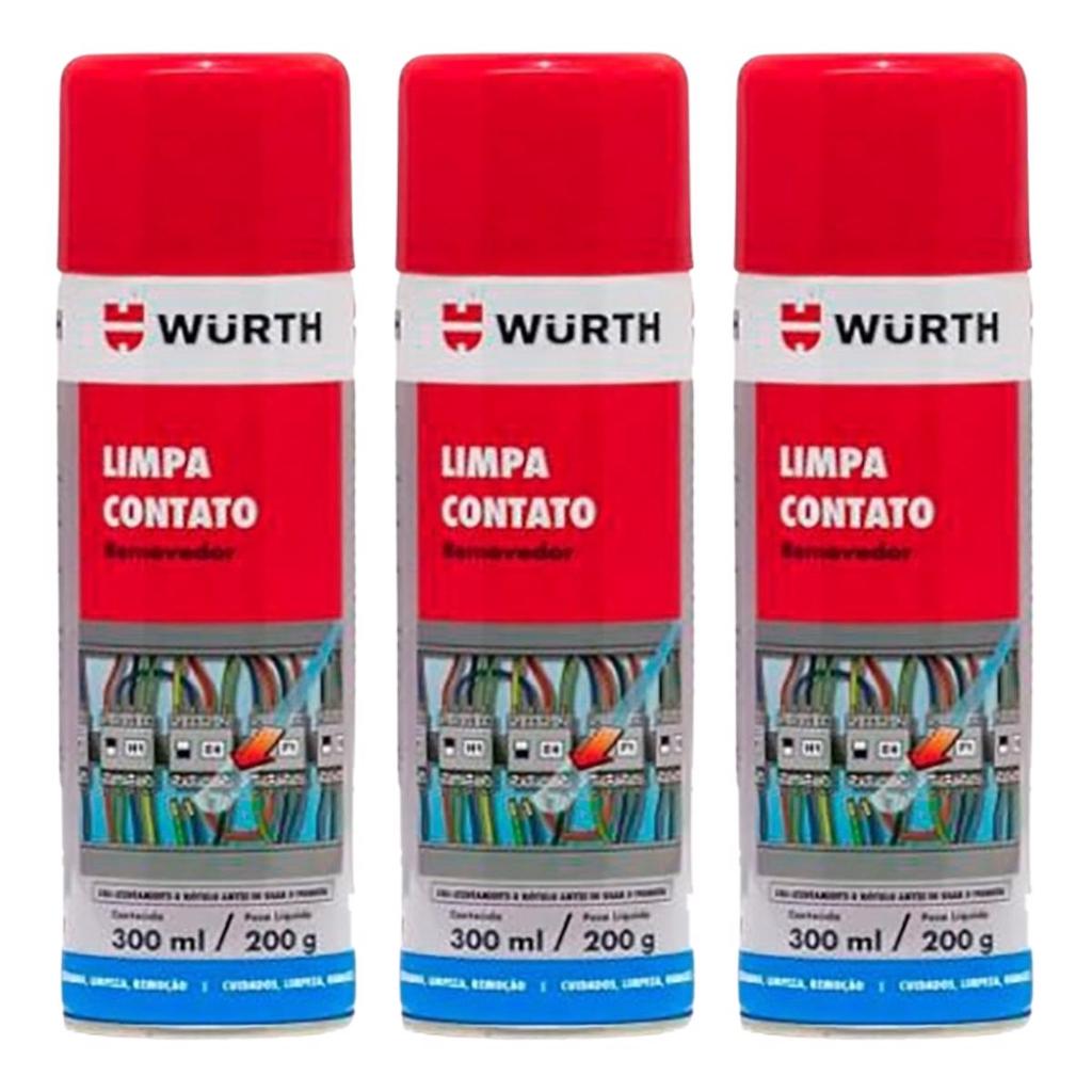 Kit 3 Limpa Contato Automotivo Elétricos Injeção Eletrônico Wurth kit3-089365200
