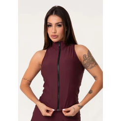 COLETE FITNESS FEMININO COM ZÍPER E RECORTES AURA DLK