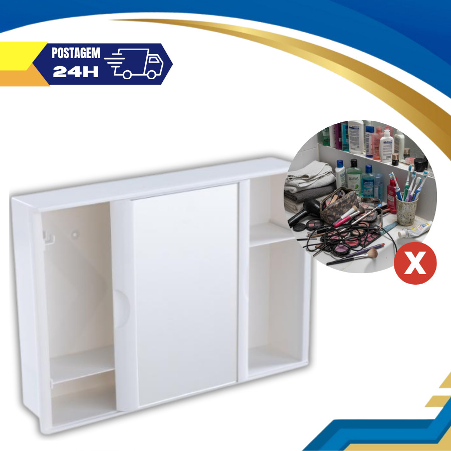Armário Plástico Versátil Multiuso com Porta de Correr Branco Astra