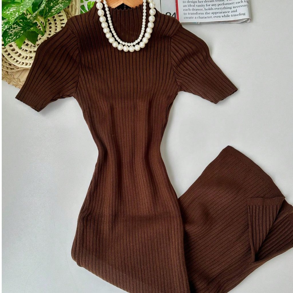 Vestido De Tricot Modal Com Fenda Moda Femina Mariana Moda